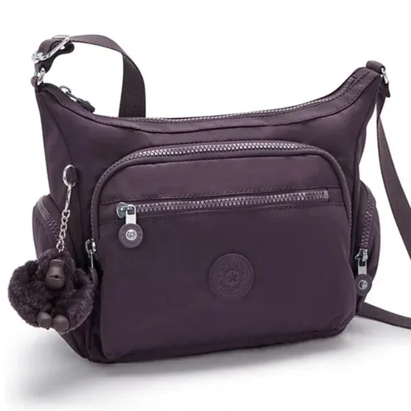 Kipling Gabbie Small Crossbody Bag Plum Purple Adjustable Strap Nylon Purse - Picture 3 of 6